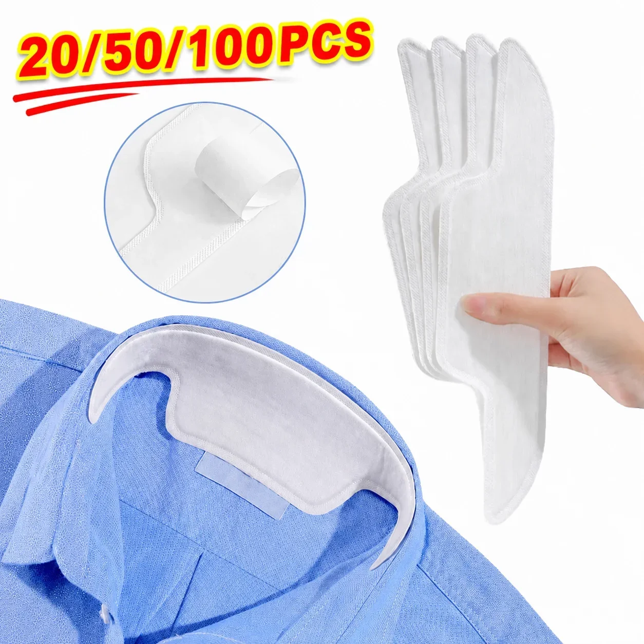 20/50/100PCS Hats Collar Sweat-Wicking Pads Inner Lining Protection Stickers Disposable Absorbent Dryness Patch for Caps Shirt