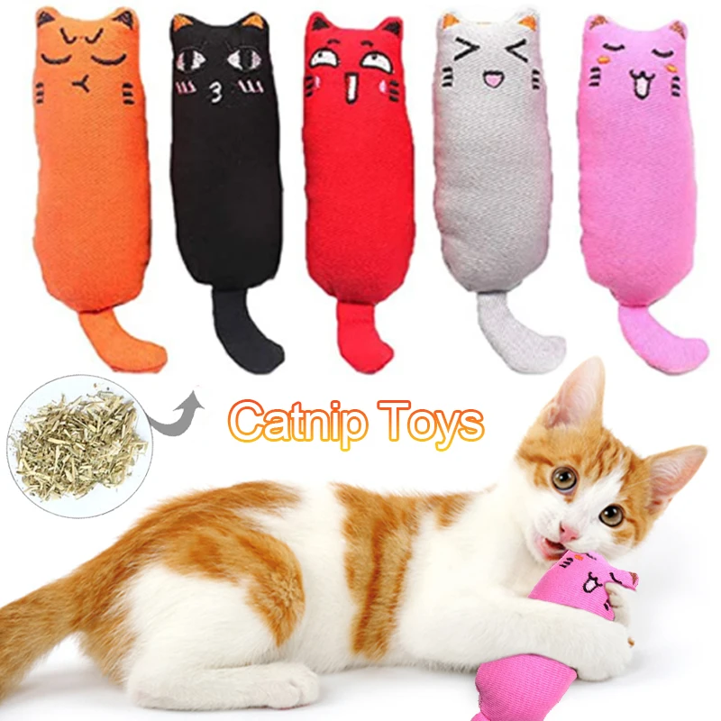 Juguetes bonitos para gatos y mascotas, productos de hierba gatera, molienda de dientes de gatito, almohada de pulgar de felpa, juego de Mini