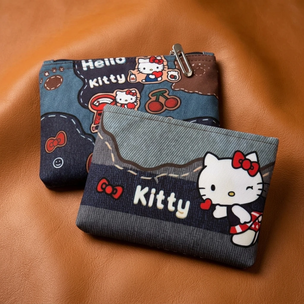 

Hello Kitty Double Sided Handheld Makeup Pouch Large Capacity Storage Bag Portable Travel Cosmetic Organizer Cute Gift for Girls