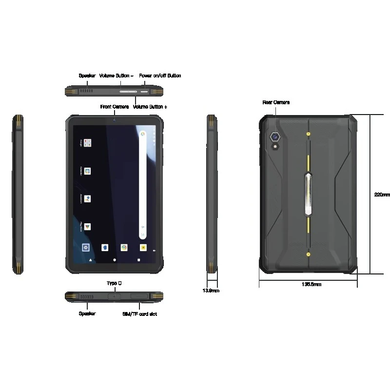8 Inch Outdoor Rugged Tablet PC,Waterproof,8GB+128GB Memory,Multi‑Function Industrial Terminal Device