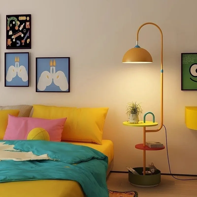 Memphis floor lamp dopamine living room sofa side decorative lamp 2026 new storage rack integrated floor lamp