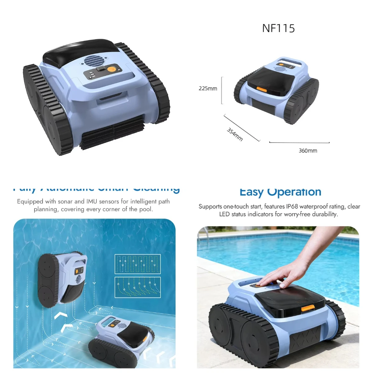 

Cordless Automatic Robotic Pool Vacuum Cleaner High Quality for In-Ground & Above-Ground Swimming Pools