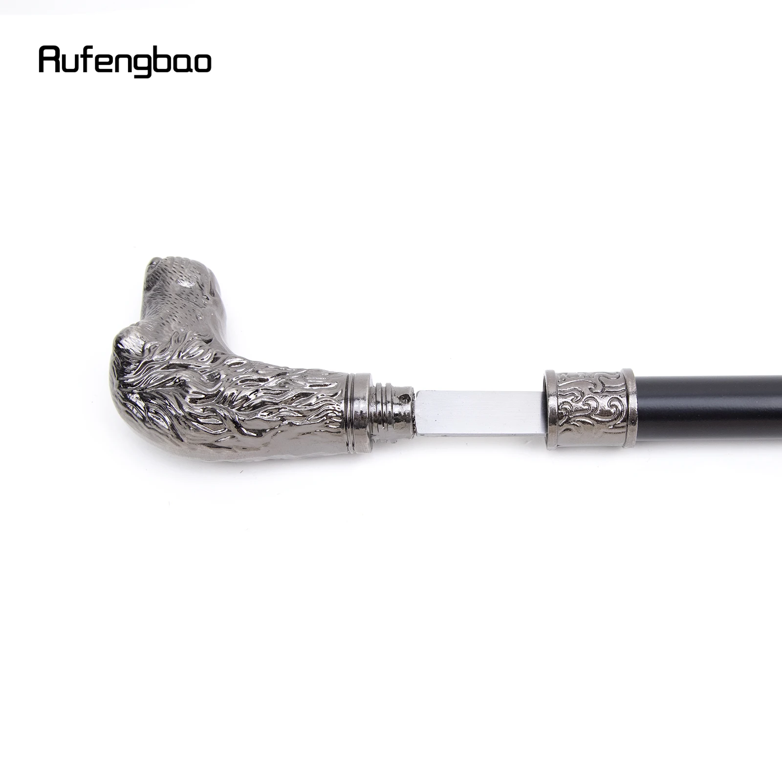 Sliver Loyal Dog Head Walking Stick with Hidden Sword Self Defense Fashion Cane Sword Cosplay Crosier Waking Stick 93cm