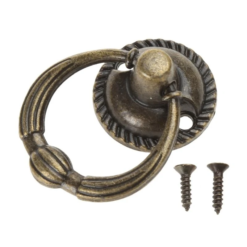 Vintage Drawer Pulls Mini Cabinet Handle DIY Furniture Pulls Ring Wooden for Case Box Decorative Handles Not Easy to Fad