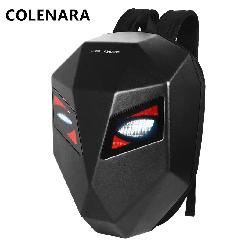 

COLENARA Men's Backpack ABS Hard Shell Laptop Shoulder Bag LED Motorcycle Riding Helmet Bag Lightweight Waterproof Schoolbag