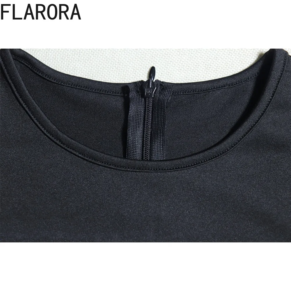 FLARORA Jumpsuit Patchwork Pita Elegan Wanita Warna Solid Leher Bulat Lengan Panjang Bodycon One Piece Playsuits Pakaian Klub Pesta