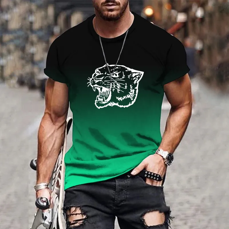 2024 Hot Selling New Men's T-Shirt 3D Gradient Printing O Neck Short Sleeve Top Summer XS-6XL Oversized Streetwear Casual Wear