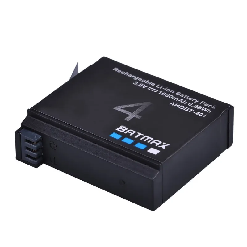 1680mAh AHDBT-401 Lithium-ion Battery, High Capacity for GoPro HERO4 Action Camera Rechargeable Lithium Battery