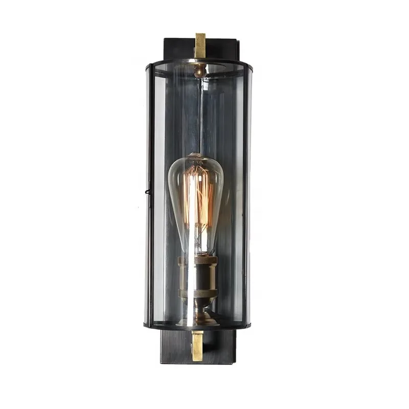 Light Emitting Diode Modern Cylinder Glass Wall Lamp Fancy Indoor Outdoor Brass Wall Lamp