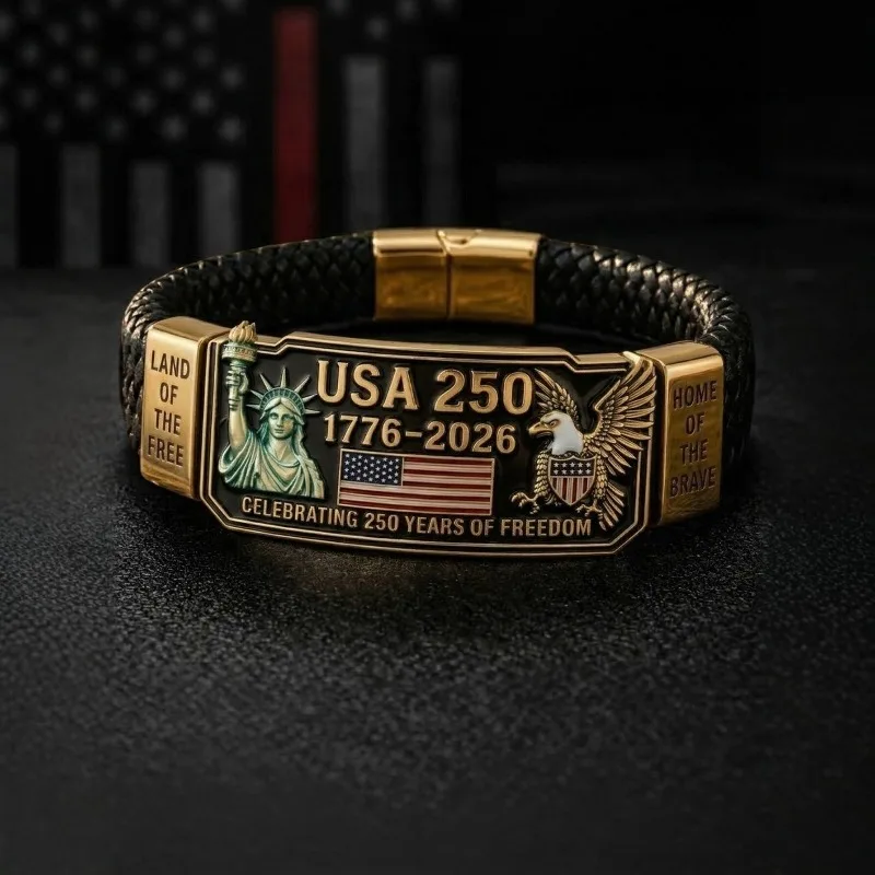 New USA 250th Anniversary Commemorative Bracelet, Hand-woven Men's Bracelet,USA Statue of Liberty Commemorative Jewelry Gift