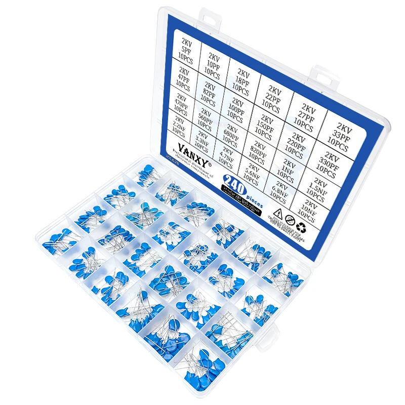 Imagem -06 - Kit Capacitor Cerâmico de Alta Tensão 2kv 10 18 20 22 27 30 33 47 56 82 100 220 330 470 560 pf p 15 22 33 47 10 nf 24 Valores