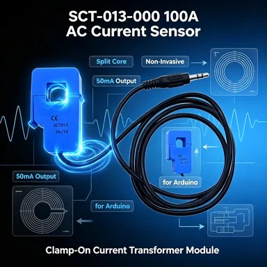 YHDC SCT013 100A Split Core Current Transformer, Non-Invasive AC Sensor 13mm for Energy Monitor