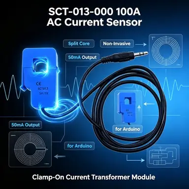 YHDC SCT013 100A Split Core Current Transformer, Non-Invasive AC Sensor 13mm for Energy Monitor
