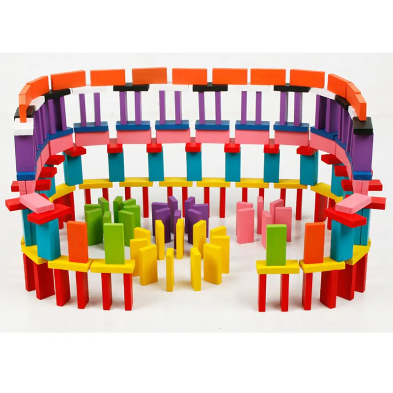 120pcs Wooden Domino Toys Children Color Sort Rainbow Blocks Kids Early Bright Dominoes Games Educational Toys Gift