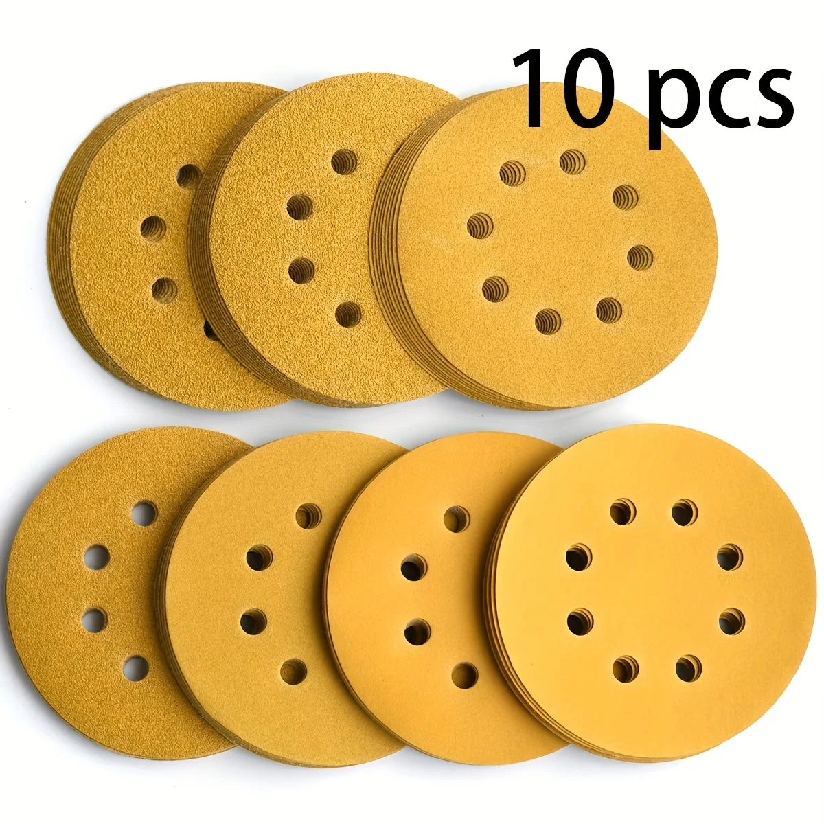 

10PCS 5" 60-Grit Sandpaper Discs - Hook & Loop, 8-Hole for Orbital Sander, Dustless for Wood/Metal/Furniture