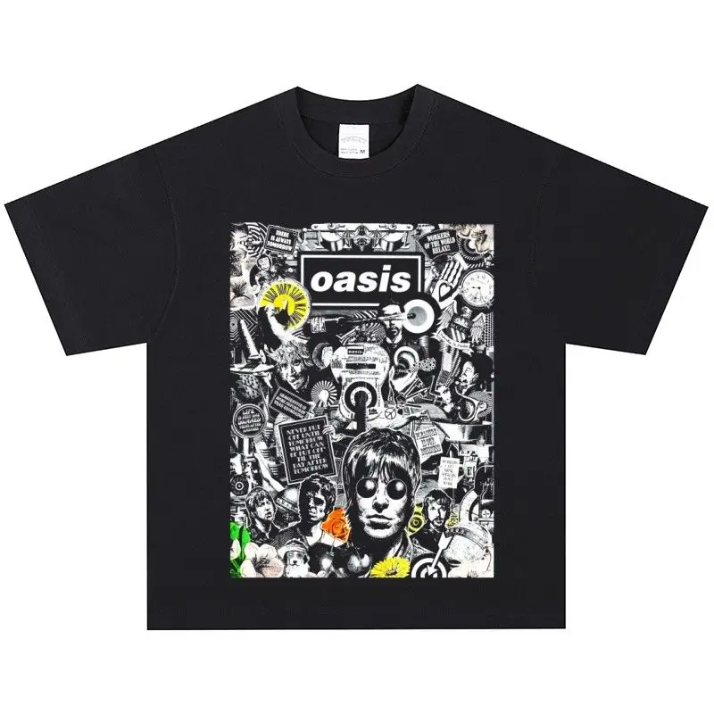

Oasis Oasis Band Rock American Retro T-Shirt Old Street Cotton Printing Loose Short Sleeves