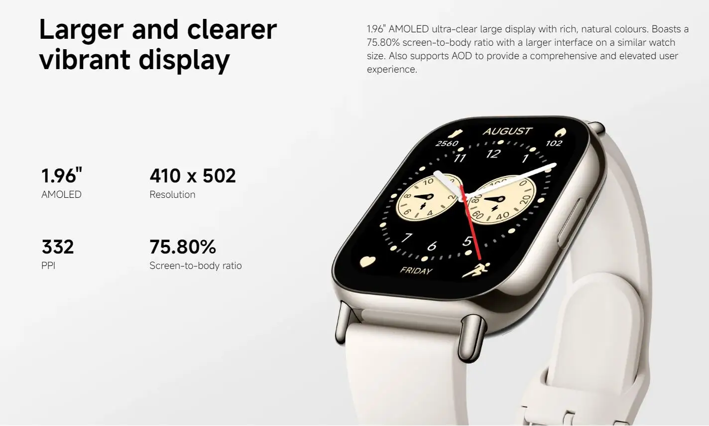Xiaomi Redmi Watch 5 Lite Smartwatch, 1,96 Zoll AMOLED-Display, ganztägige Blutsauerstoff- und Herzfrequenzüberwachung, Bluetooth-Telefonanrufe Smartwatch – Detail 3