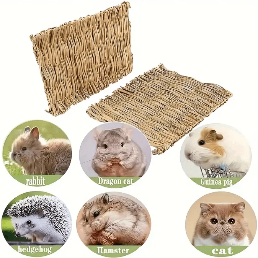 

Hand woven rabbit grass mat hamster Dutch pig cage mat rabbit grass nest pet woven sleeping mat gnawing toy natural material