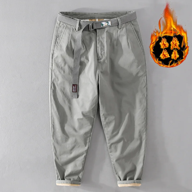 

Мужские теплые повседневные брюки Thiened, новая осенне-зимняя коллекция, комплект из девяти предметов, модные свободные длинные брюки, японские брюки на флисовой подкладке