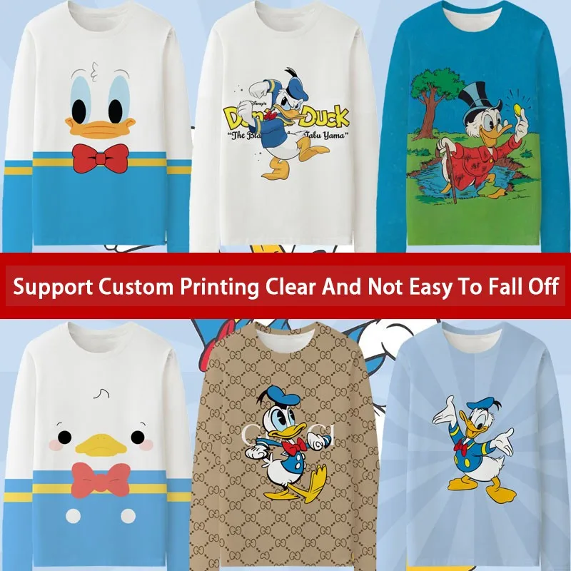 Disney Donald Duck Co-branded Long-sleeved T-shirt For Men Children's Clothes Daisy Cartoon Around The Big Children's Undercoat