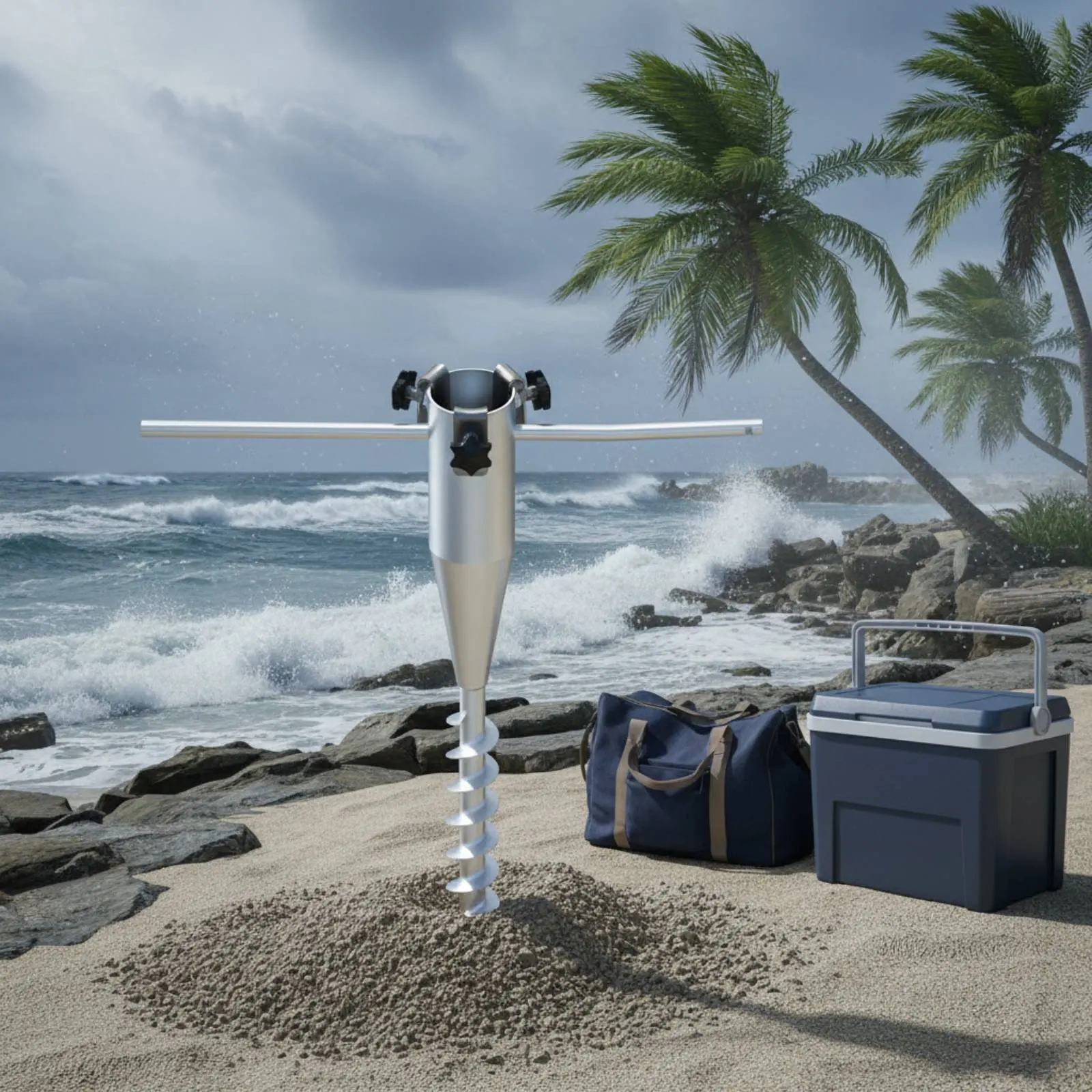 

Sand Anchor Stake Detachable Beach Umbrella Spike Metal Umbrella Holder Portable Outdoor Gear Adjustable for Camping