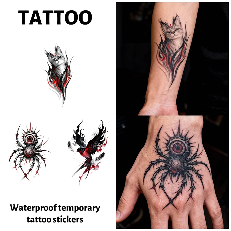 

Временная татуировка-наклейка Dark Fierce Animal, долговечная и водонепроницаемая, 5–7 дней, реалистичные поддельные татуировки для ладони, рук, шеи