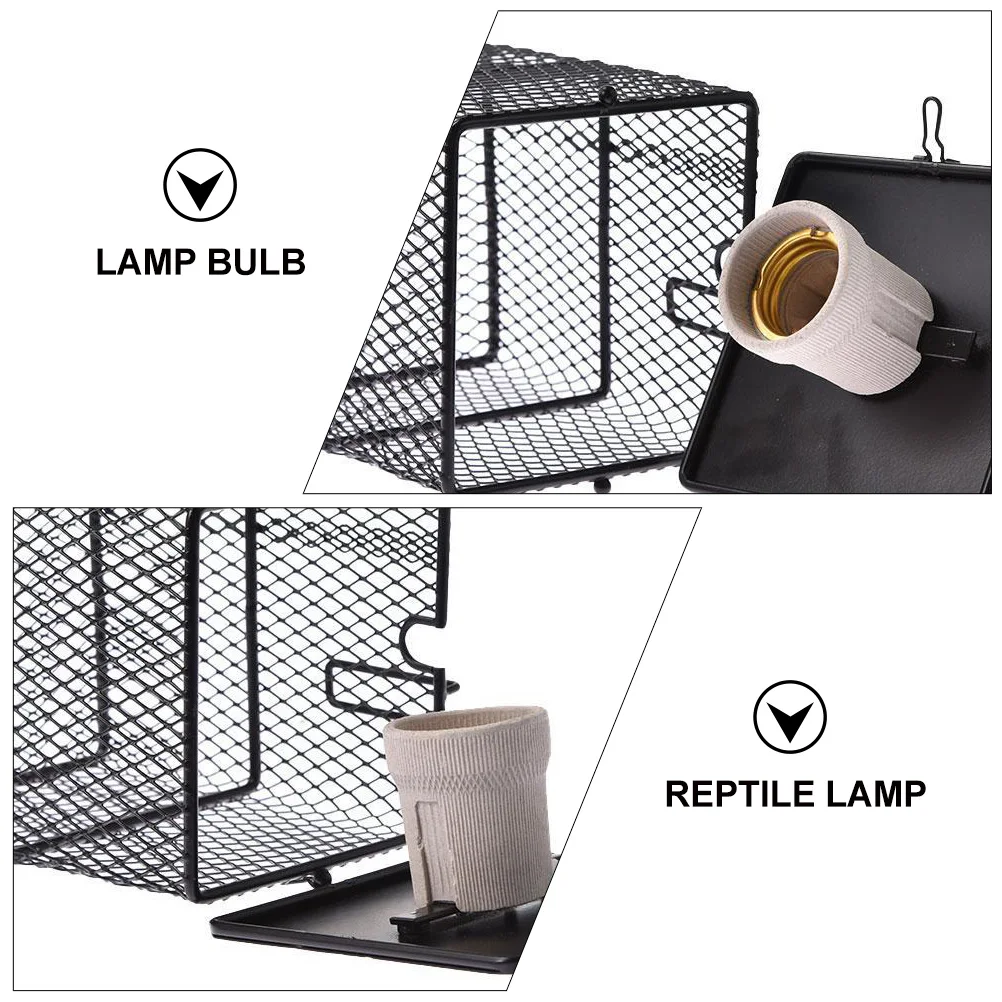 

1pc Stainless Steel Pet Heating Lamp Reptile Light Bulb Cage Lampshade Ceramic Heater Durable Easy Install For Terrarium