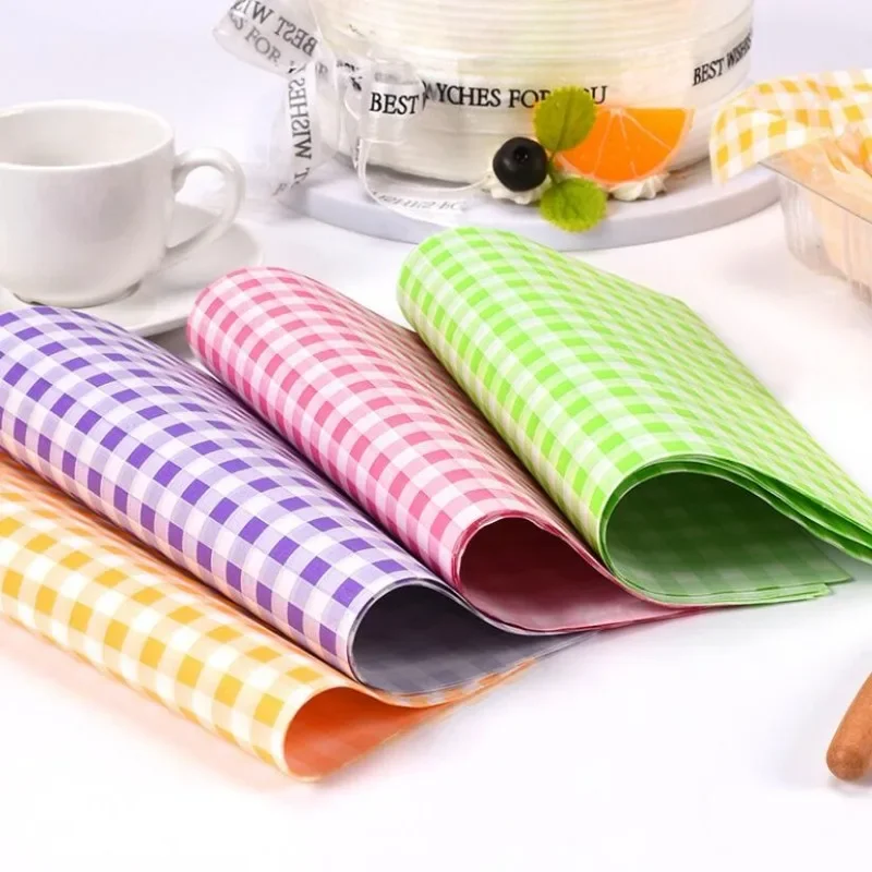 400Pcs/Lot Sandwich Wrapping Paper  4 Colors Greaseproof Paper Liners Disposable Food Packaging Paper For BBQ Picnic Party