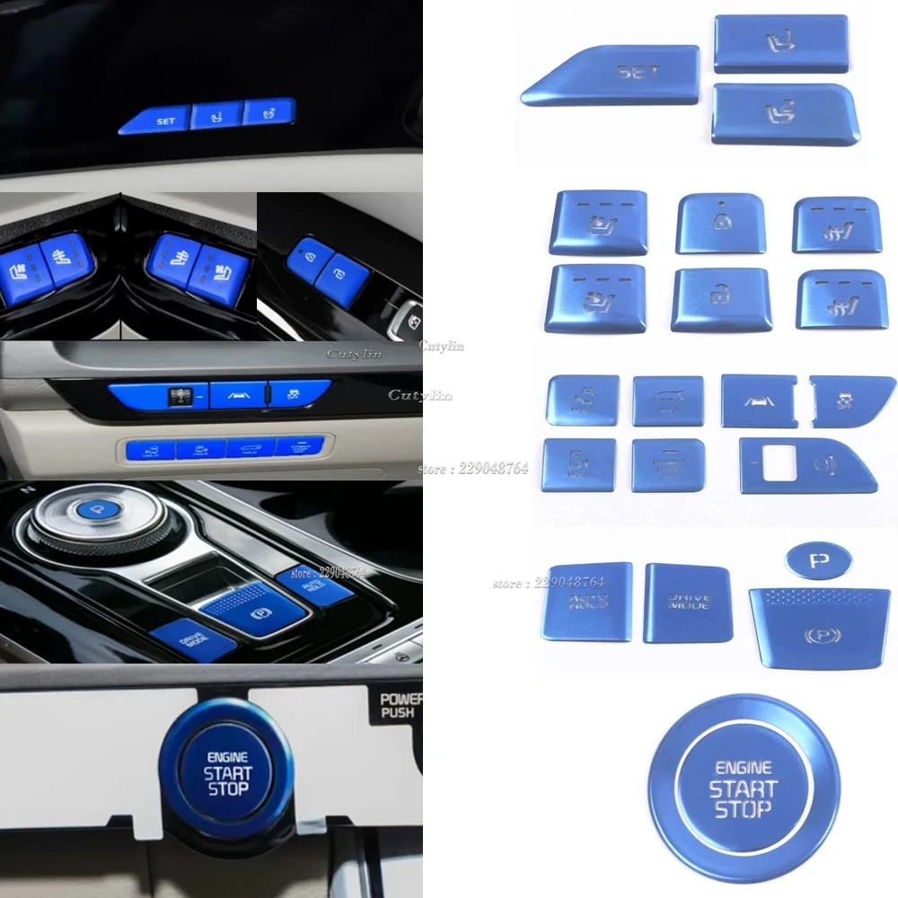 For Kia Carnival KA4 2021 2022 Star Stop Button Car Interior Button Aluminum Alloy Covering Protective Decoration cover Stickers