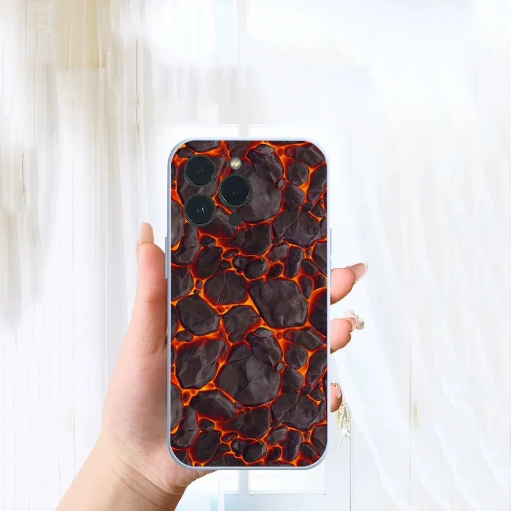 Minimalism Stule Hot Creative Mountain Magma Phone Case For iPhone 14 13 12 11 Pro Max XS Max X XR 7 8 Plus Mini Blue TPU materi