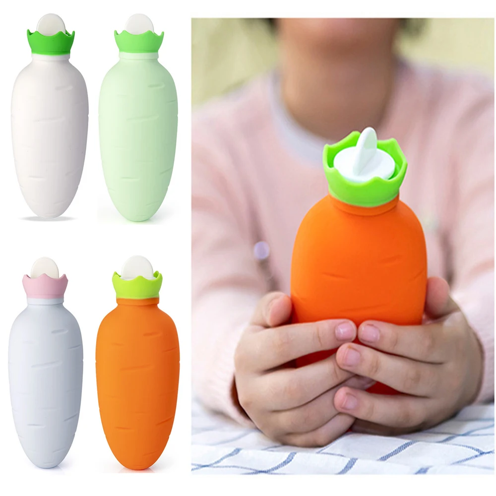 330ml Hot Water Bottle Solid Color Thick Silicone Rubber Hot Water Bottle Irrigation Hand Warmers Warm Palace Warm Bag For Women