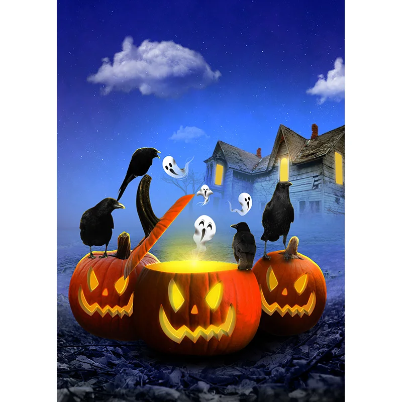 خلفية قلعة شواهد القبر للهالوين ، فانوس اليقطين ، خلفية تصوير القمر ، مستلزمات استوديو الصور ، * *