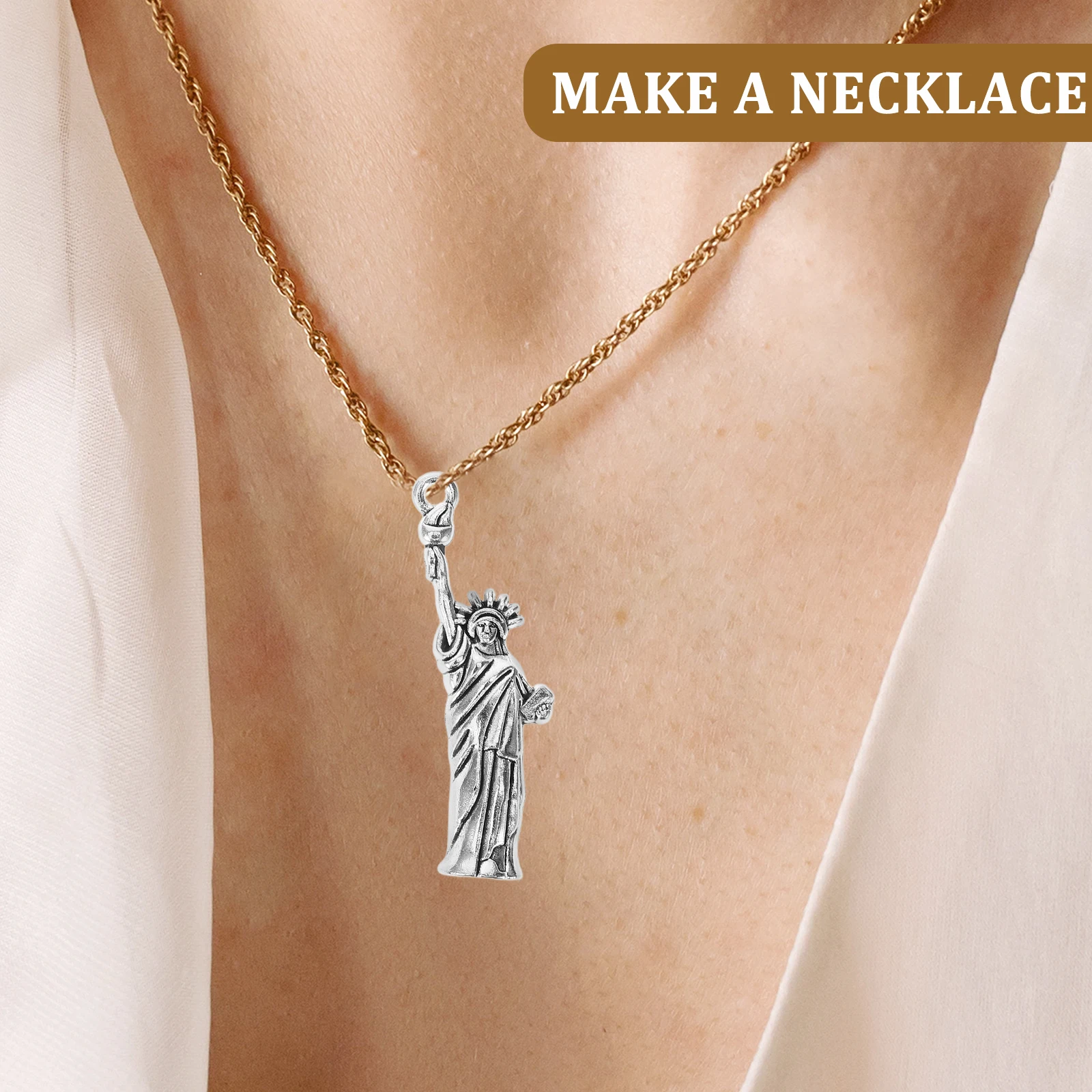 

20pcs Alloy Pendant Statue of Liberty Charm Silver Zinc Shaped Charms for Jewelry Making DIY Accessories