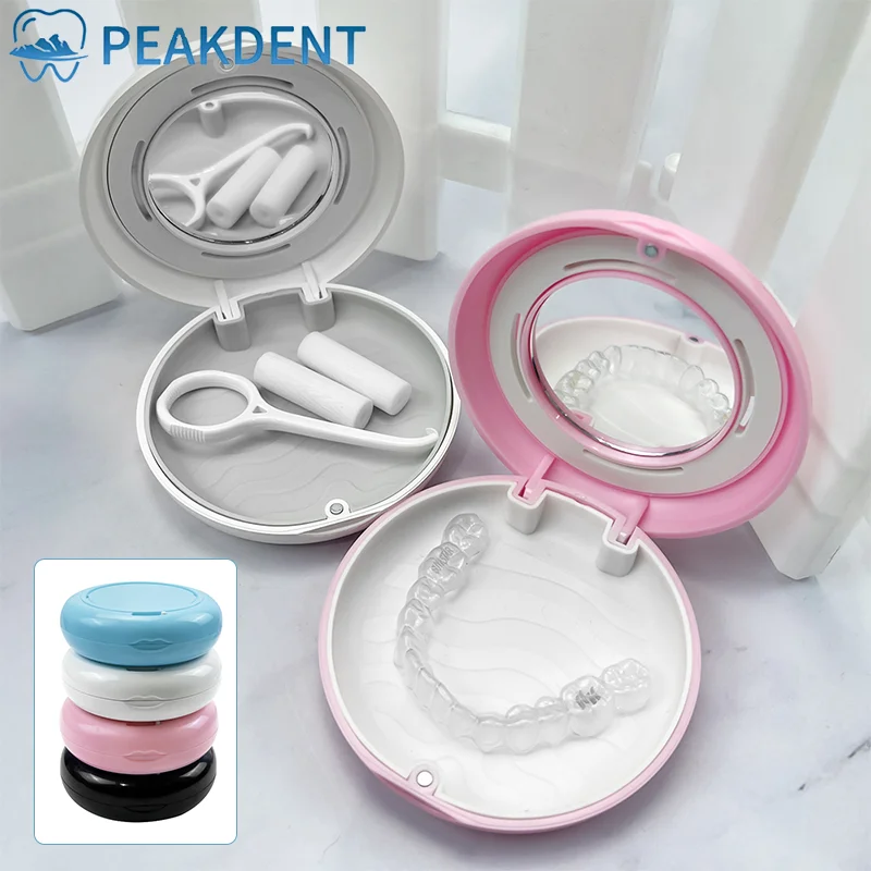 

Denture Storage Box Orthodontic Aligner Retainer Braces Storage Box False Teeth Container Protective Case With Mirror Organizer