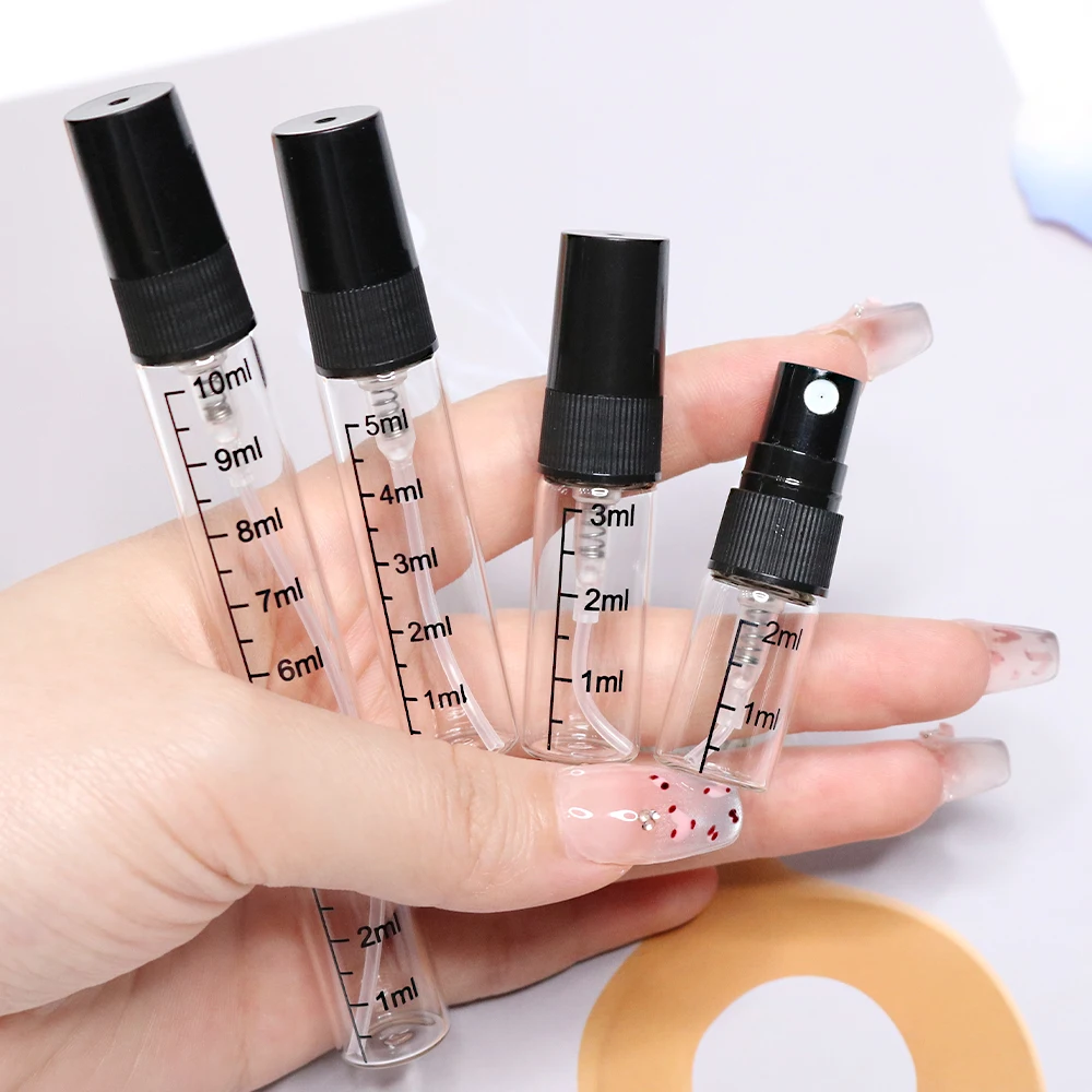 56 Pcs+6 Tools, 2/3ml Graduated Perfume Bottle, Transparent Glass Spray Bottle, 5/10ml Refillable Portable Travel Sample Bottle