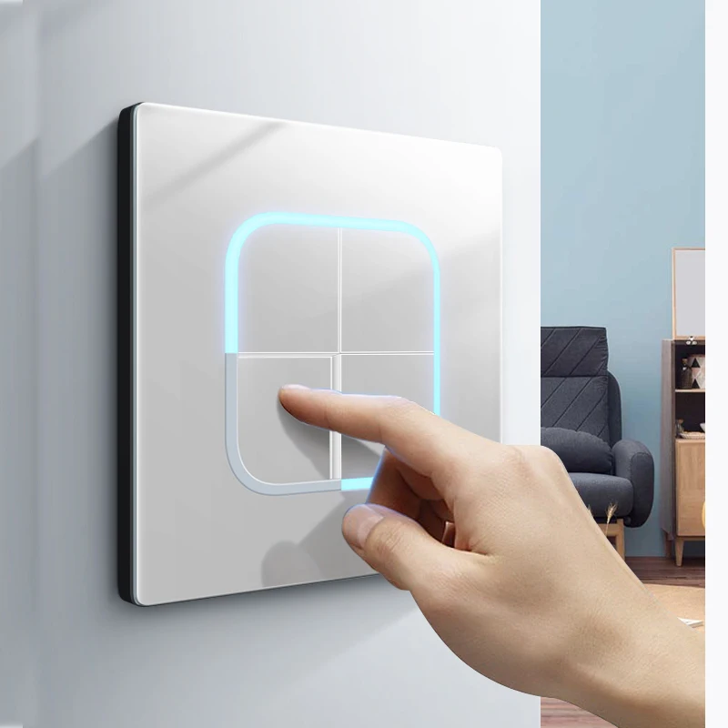 الأبيض الزجاج المقسى فتحة كبيرة LED التبديل 1 2 3 4 عصابة 1 2 طريقة سحلية نقطة التبديل التلفزيون الاتحاد الأوروبي المقبس المنزلية الجدار التبديل