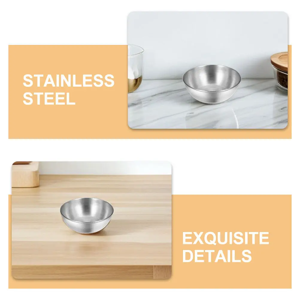 4Pcs Stainless Steel Small Round Serving Bowls Seasoning Dipping Bowls Olive Oil Vinegar Soy Sauce Prep Individual Appetizer