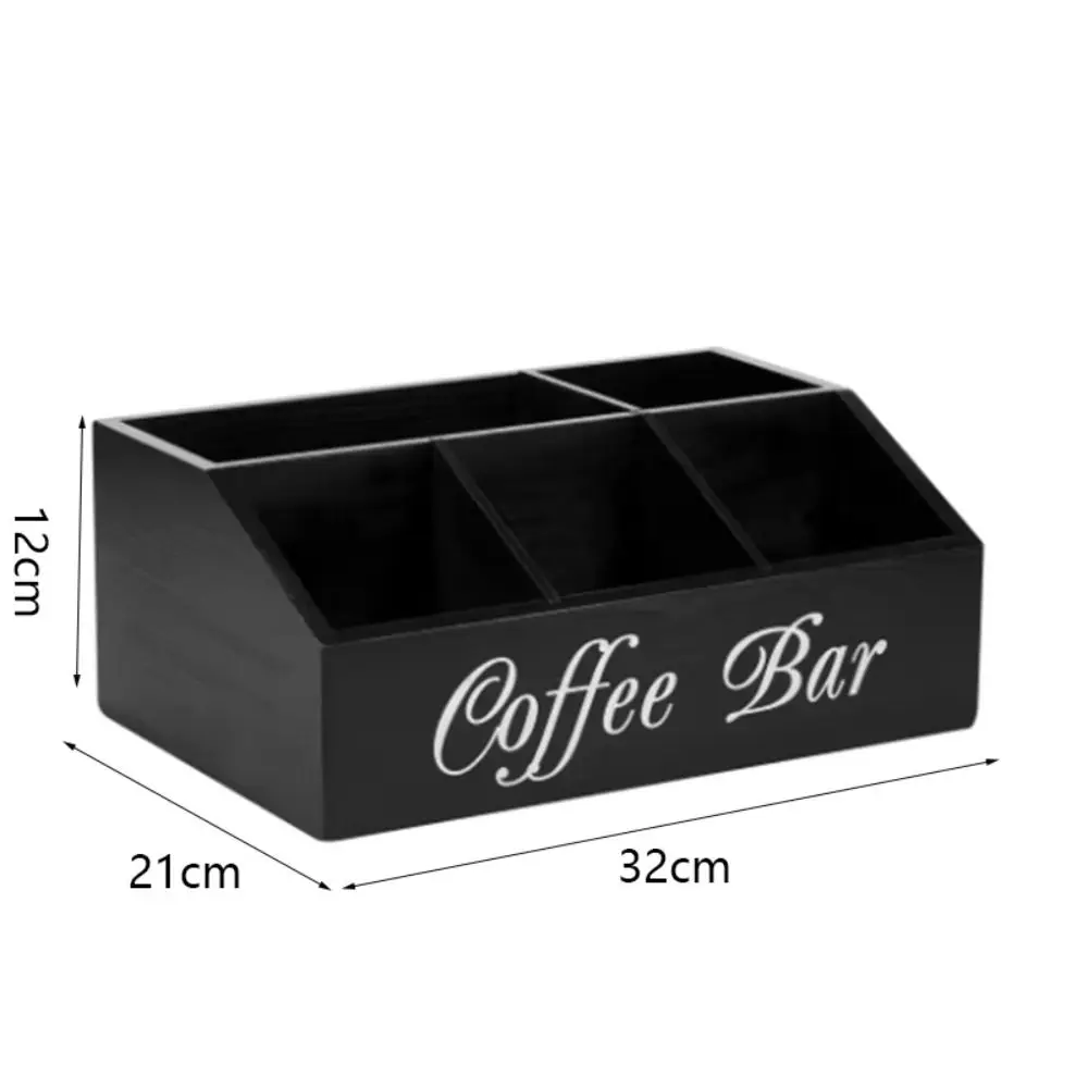 Pratico organizer da bancone in legno per bar da caffè, scatola portaoggetti rustica multiscomparto per caffè, durevole, per bustine di tè, cestino per caffè