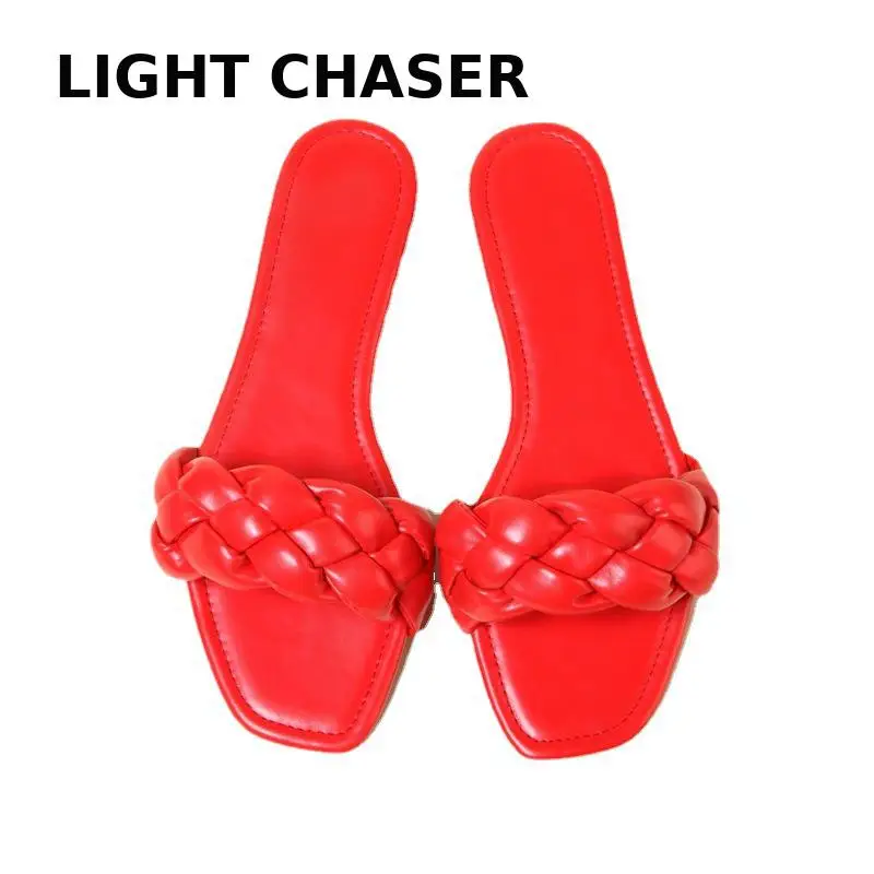 Women Temperament Slippers Braided Design Charm Open-toe Set Foot 2022 Vacation Beach Flat Sandals Casual Flip Flops Women Shoes
