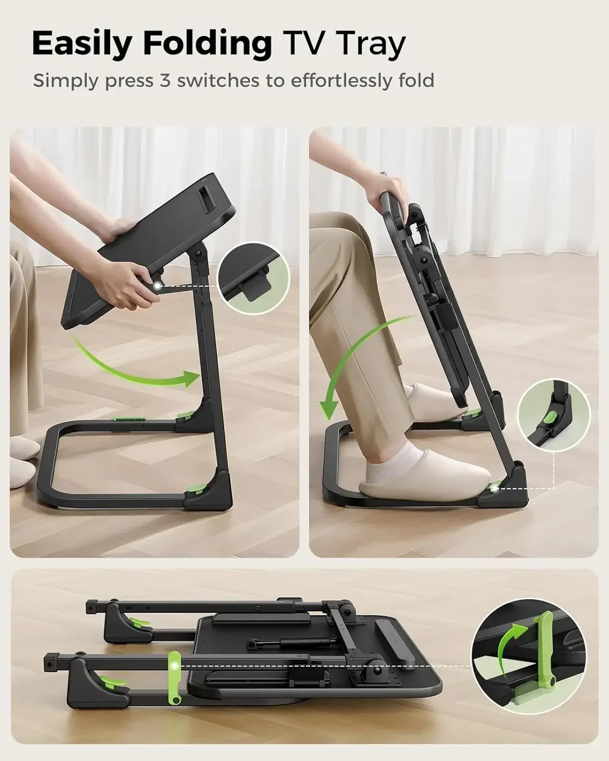 Adjustable Height Tilt Foldable Small Table Sturdy TV Dinner Tray For Eating Working Crafting For Couch Bed
