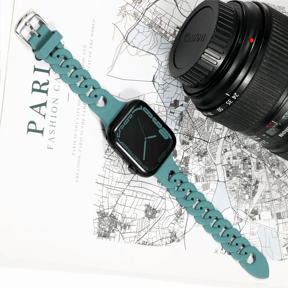 Silikonowy pasek do Apple watch band 40 44 45 41 49 42 38mm akcesoria bransoletka iWatch Series 9 8 7 SE 6 5 4 3 Ultra 2 band