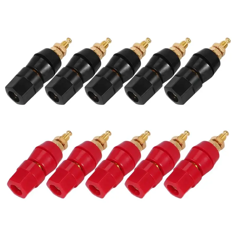 

A76K 10 шт./лот, позолоченные банановые разъемы для усилителя мощного тока, 4 мм, гнездо для бананового штекера, акустический терминал, 5 пар