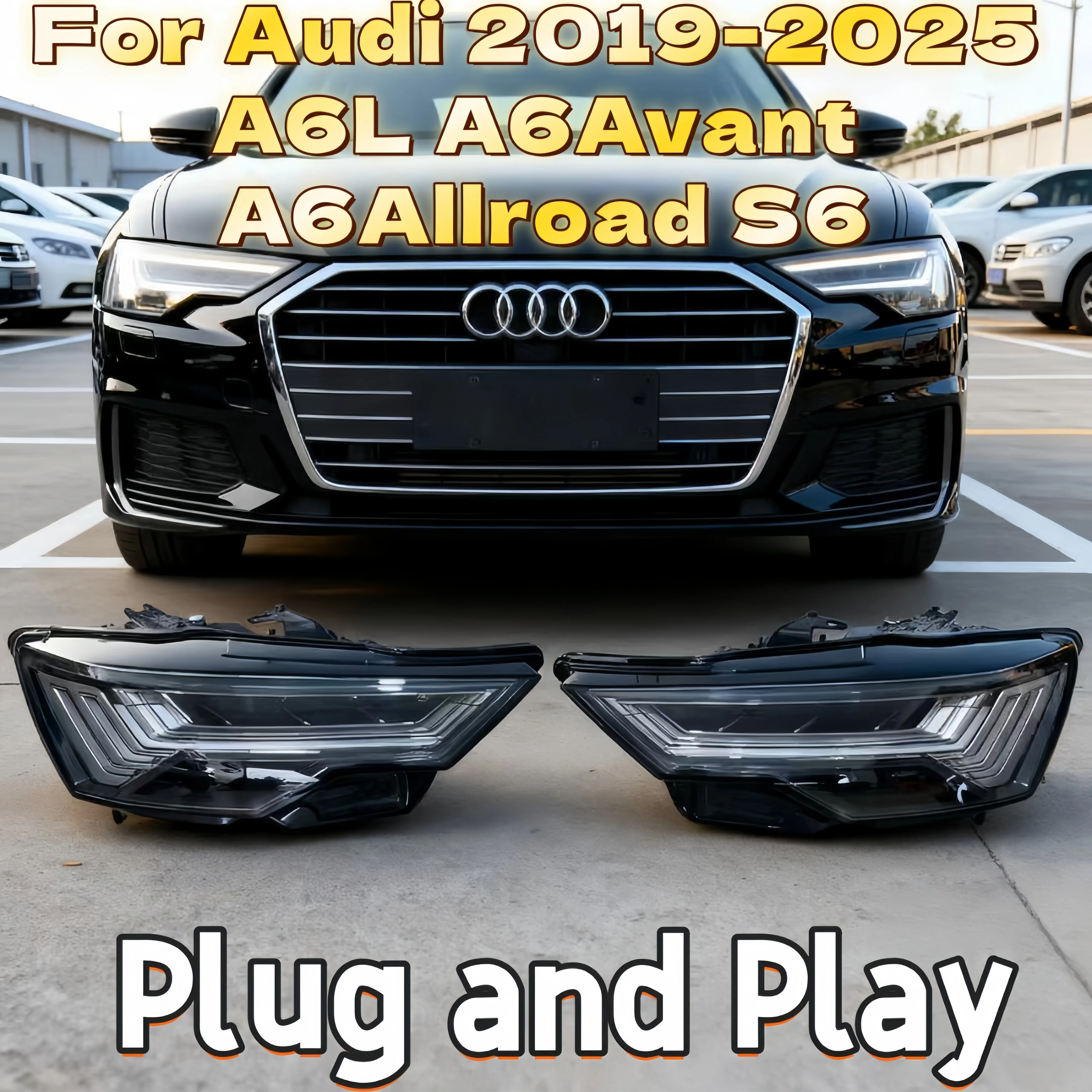 

Для Audi 2019-2025 A6L A6Avant A6Allroad S6 обновленная высококачественная светодиодная матричная водяная динамическая рулевая фара в сборе