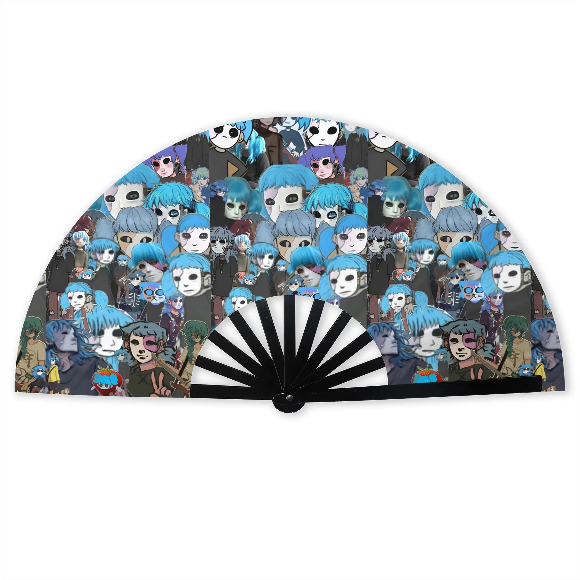 S-Sallyes Face Game Folding Hand Fan  DIY Manga Anime Polyester Fabric Fan Novelty Summer Accessory Decorative Fans