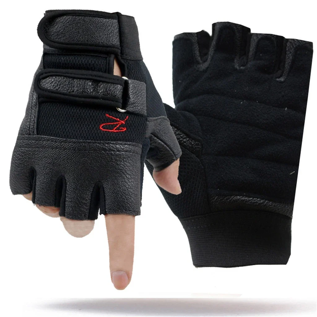 

Men's Tactical Half Finger Leather Fitness Gloves Bike Sport Gloves Gym Exercise Men Black Driving Gloves