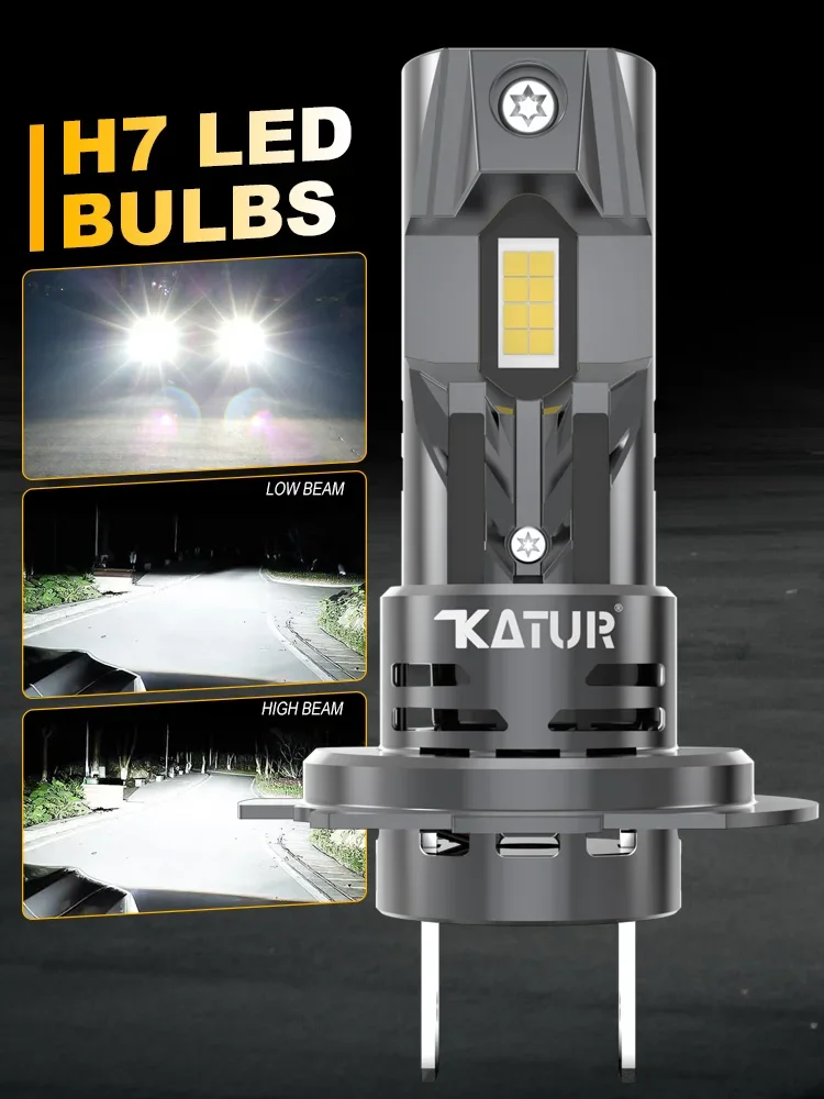 Katur 2szt H7 Trubo LED Canbus Żarówka reflektora 20000LM 100W do BMW E60 F10 F30 E46 Mercedes Benz W204 W203 W211 W212 VW Audi A3 — zdjęcie 2