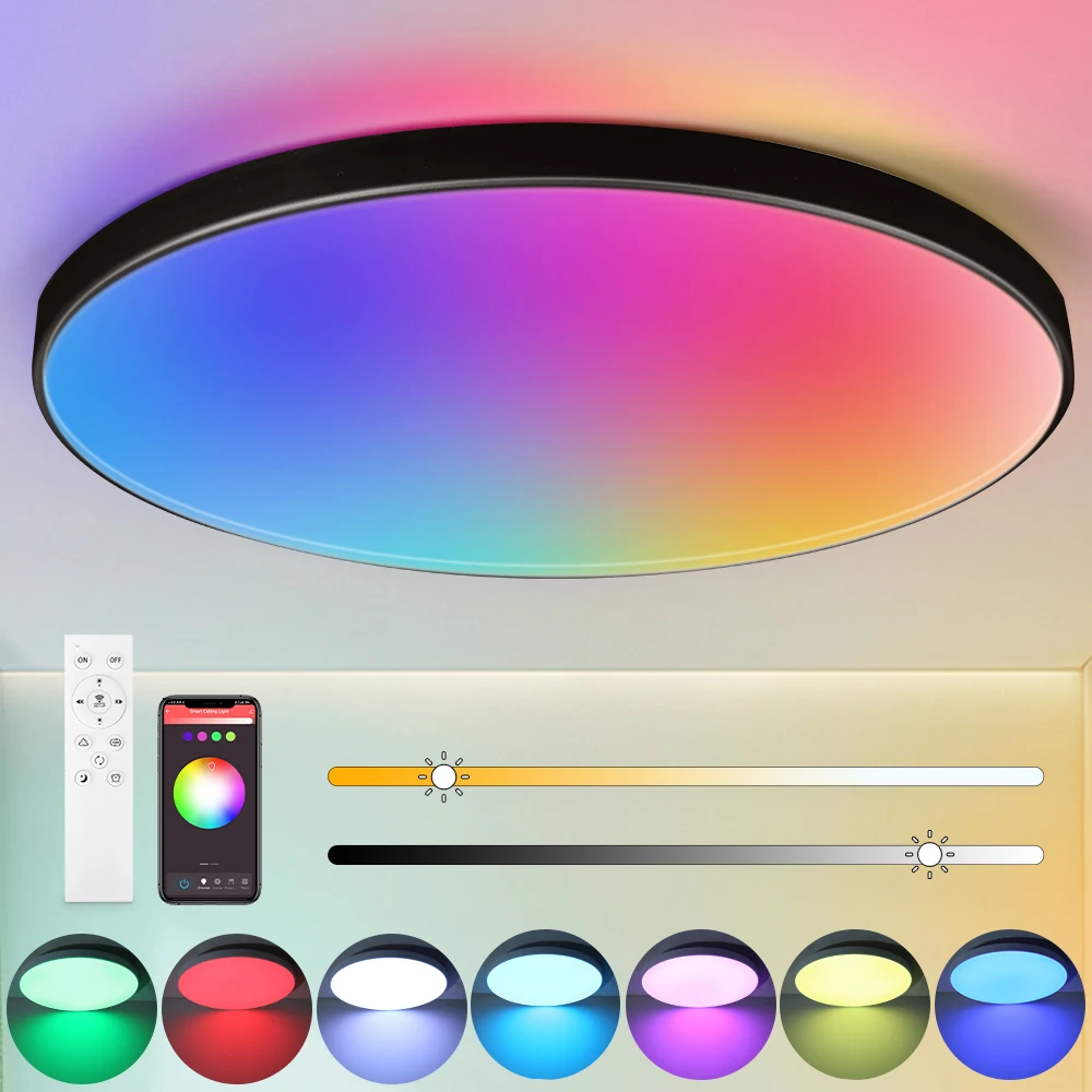 Tuya Smart LED Ceiling Light Bluetooth Dimmable Lamp Remote Control Panel Light Indoor For Bedroom Living Room Decor Lighting