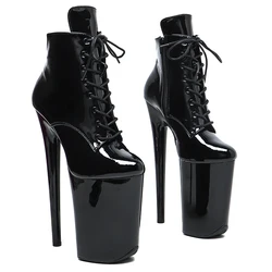 Leecabe  23CM/9inches  Shiny Patent PU  upper Sexy boots   High Heels Platform  stripper heel ankle Pole Dance shoes