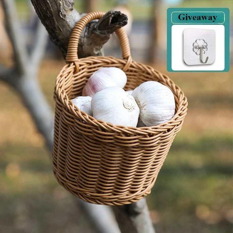 

Кухонный органайзер, корзина для хранения, корзина из искусственного ротанга для гостиной, настольный контейнер для хранения фруктов, настенные декоративные аксессуары