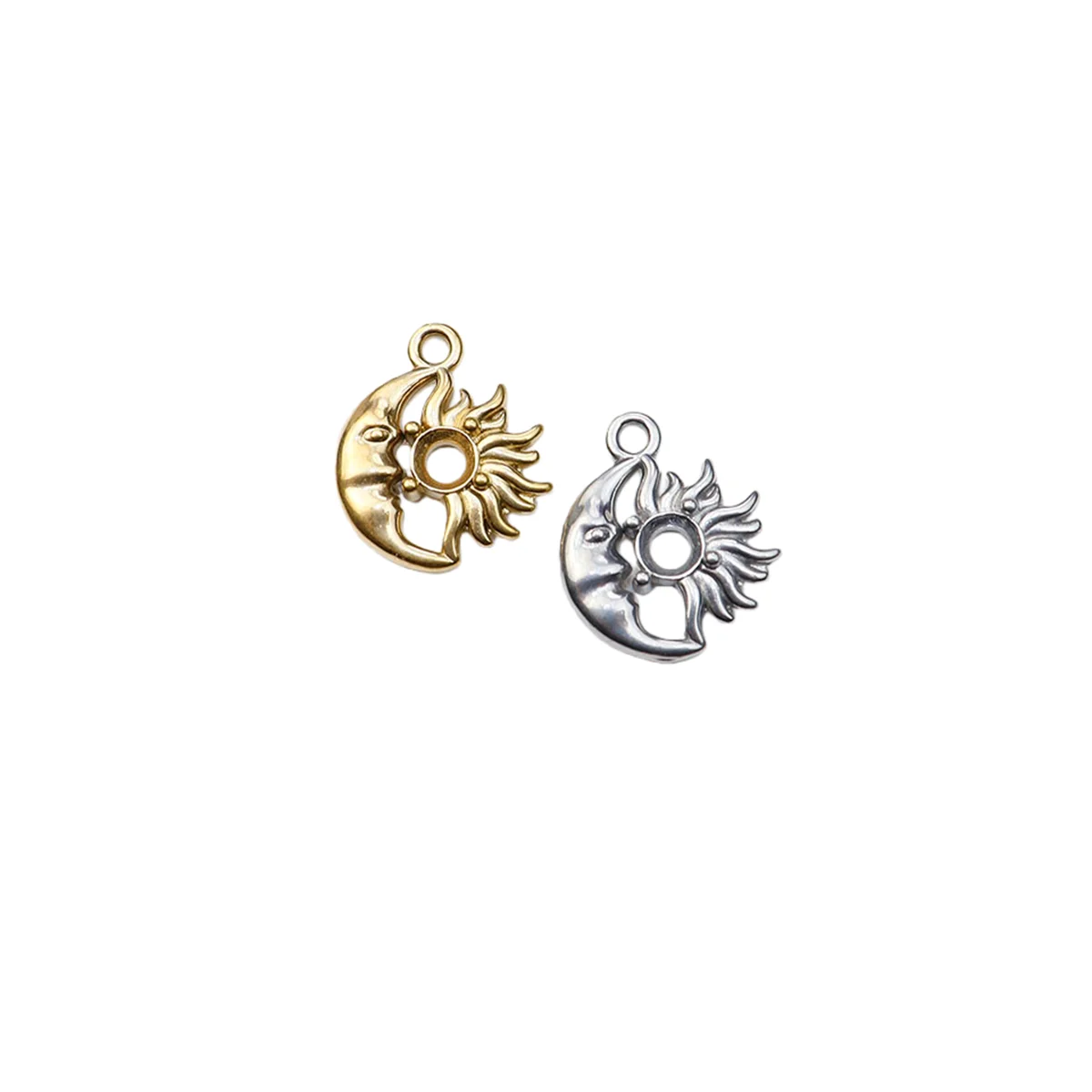 5pcs Casting Stainless Steel Pretty Moon Charms Pendant DIY Necklace Earrings Bracelets Jewelry Accessory PVD Plate Water Proof